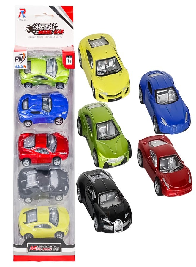 PN AVAN Mini Metal Die Cast Cars Push & Go 5 pcs Car Toy for Kids, Diecast Metal Toy Car for Boys Gift Set- Pack of 5 - Image 2